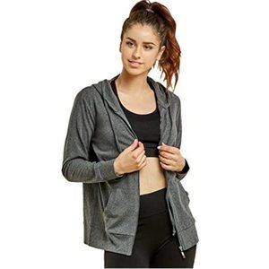 Women's Thin Cotton Zip Up Hoodie Jacket Charcoal